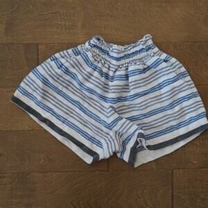 Lem Lem Elastic Waistband Pull On Stripes Shorts White/Blue Womens Size Large